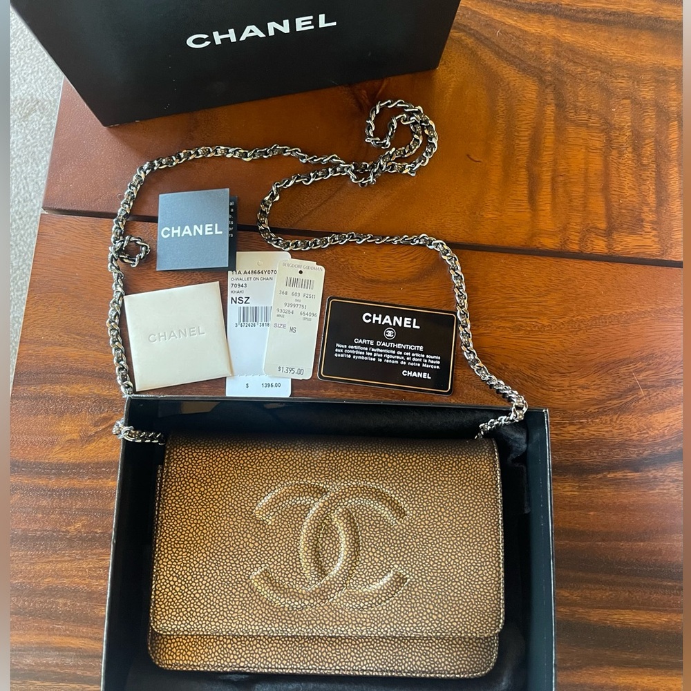 Chanel Bronze and Black Wallet on chain